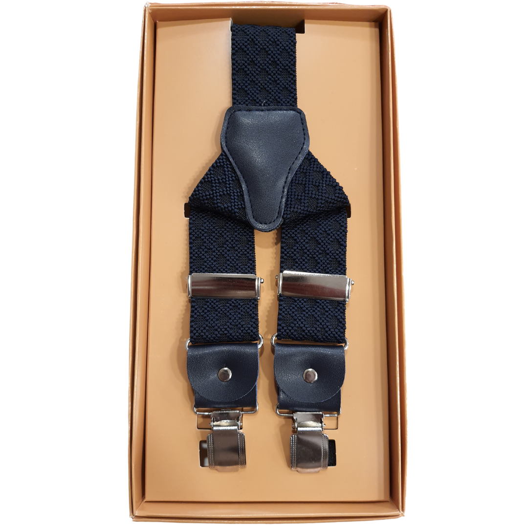 Bretels Gebreide Structuur - Donkerblauw Ruitjes