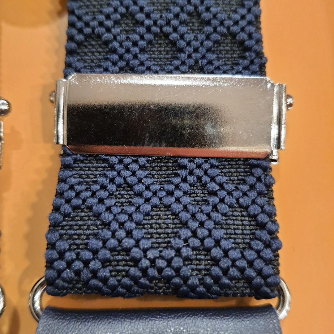 Bretels Gebreide Structuur - Donkerblauw Ruitjes