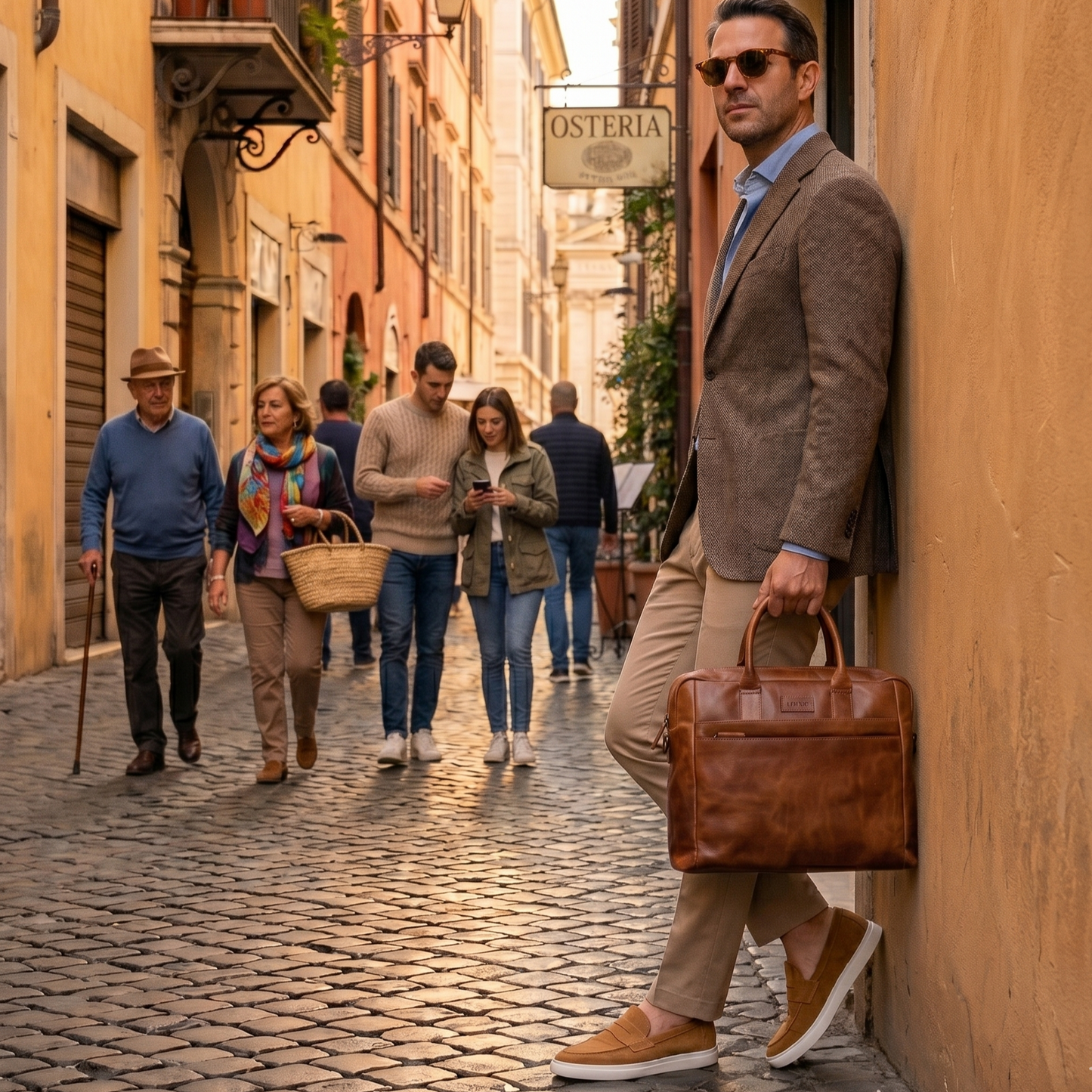 Laptoptas cognac MEES