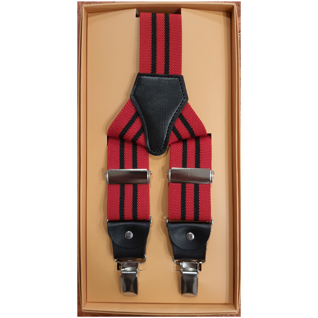 Hosenträger-Strickstruktur - Rot Schwarz 