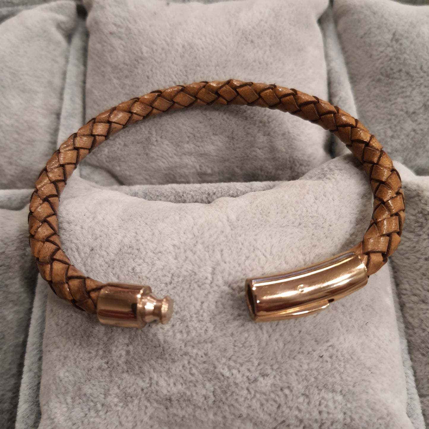 Gevlochten armband Gino - Camel Gold