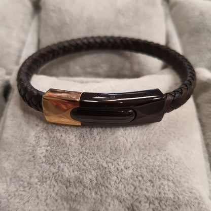 Gevlochten armband Salvatore - Bruin Zwart