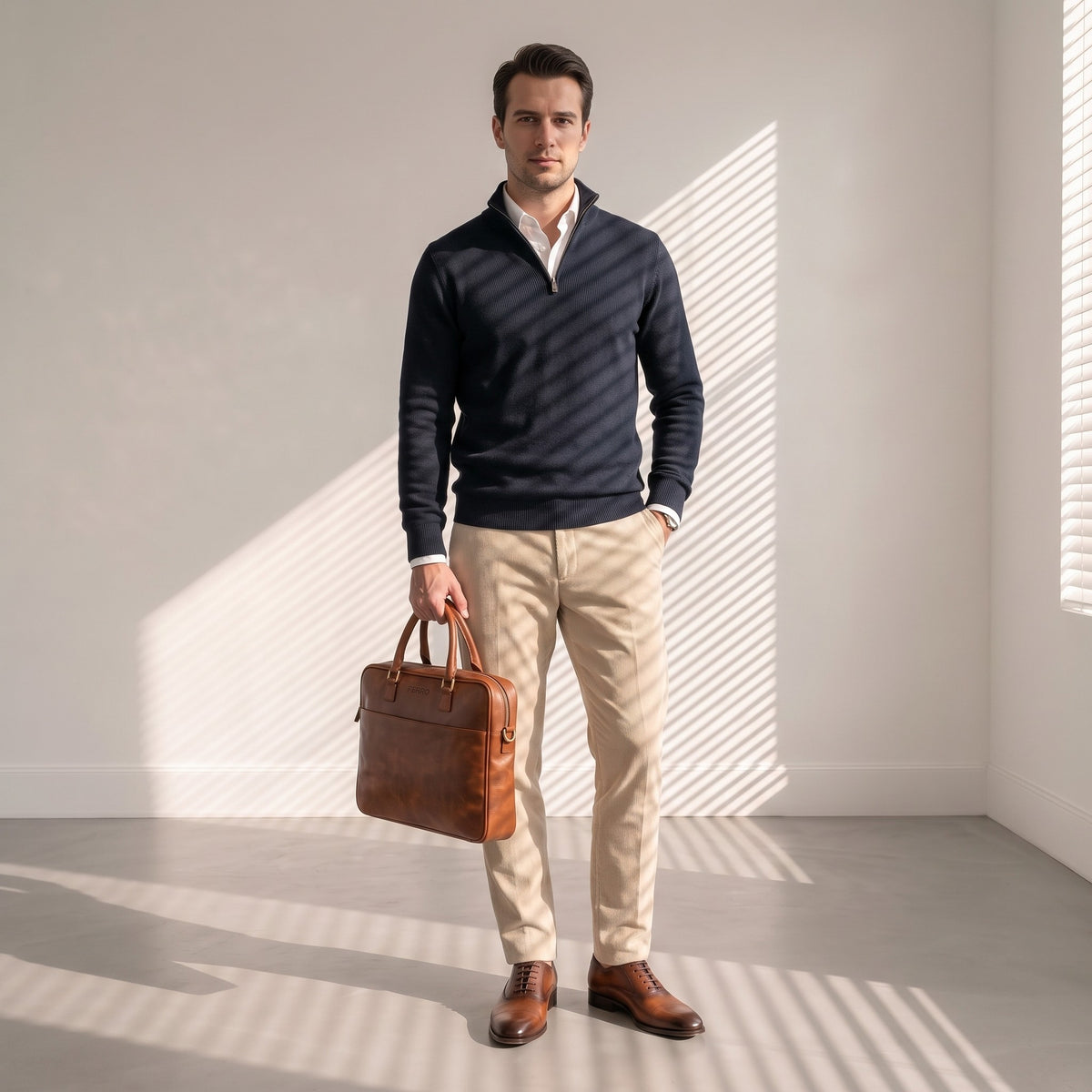 Laptoptas cognac MAURITS